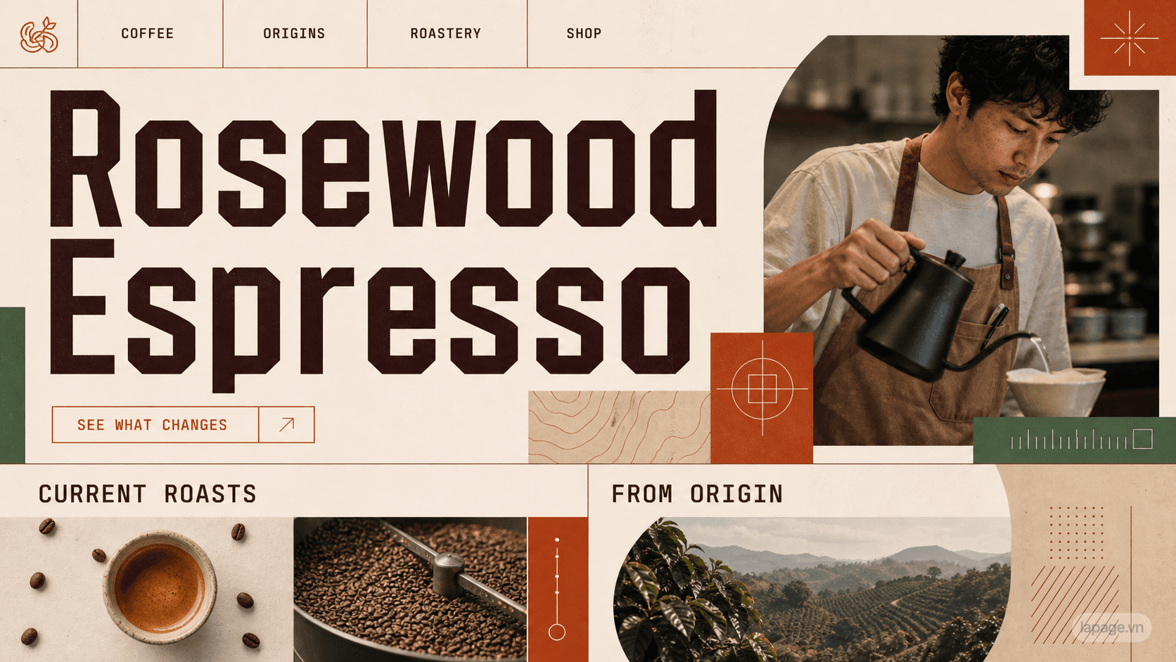 Preview of the related Rosewood Espresso website direction