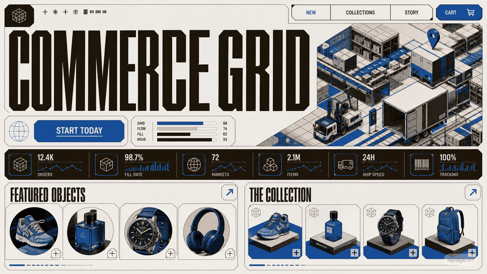 Preview of the related Commerce Grid website direction