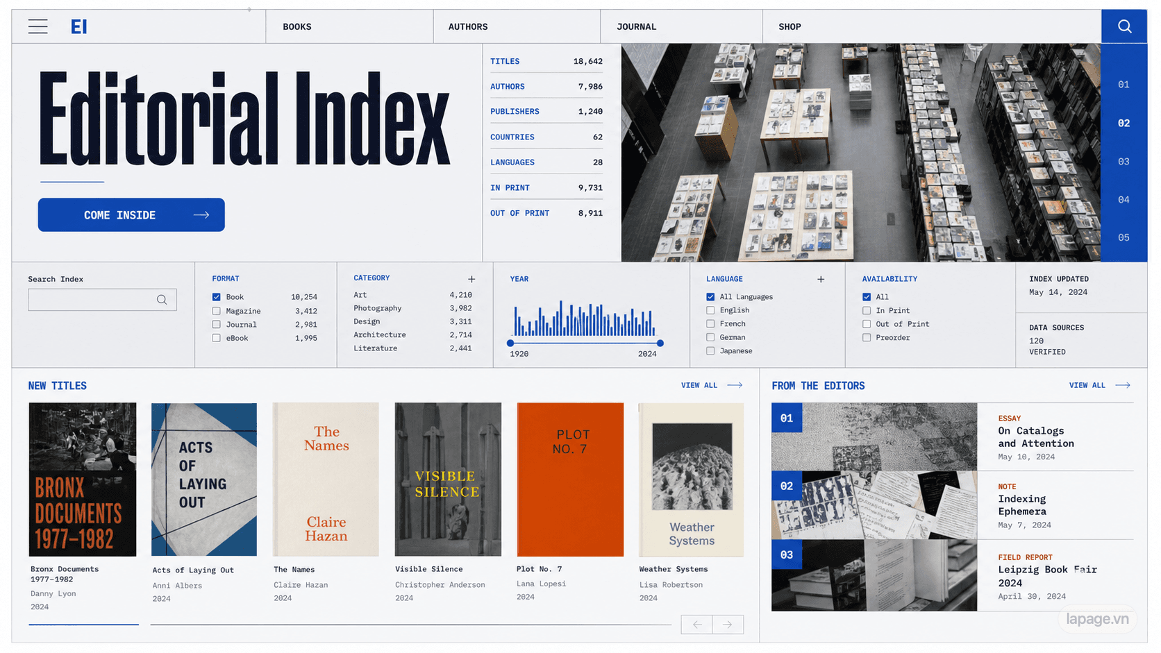 Preview of the related Editorial Index website direction
