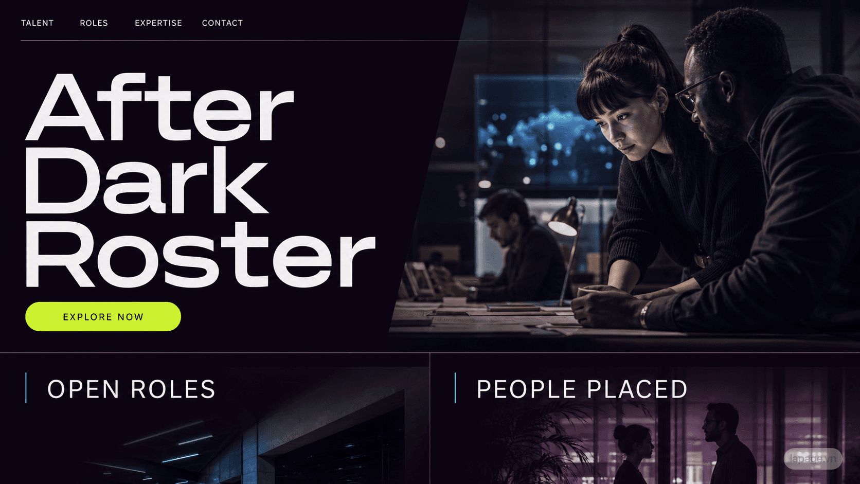 Preview of the related After Dark Roster website direction